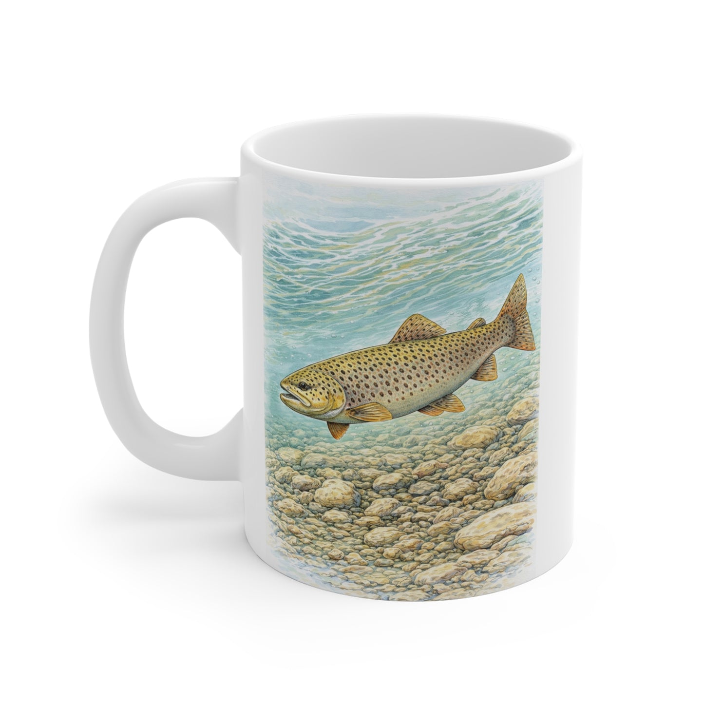 Brown Trout Wildlife Mug – Fishing Illustration by L.A. Brown