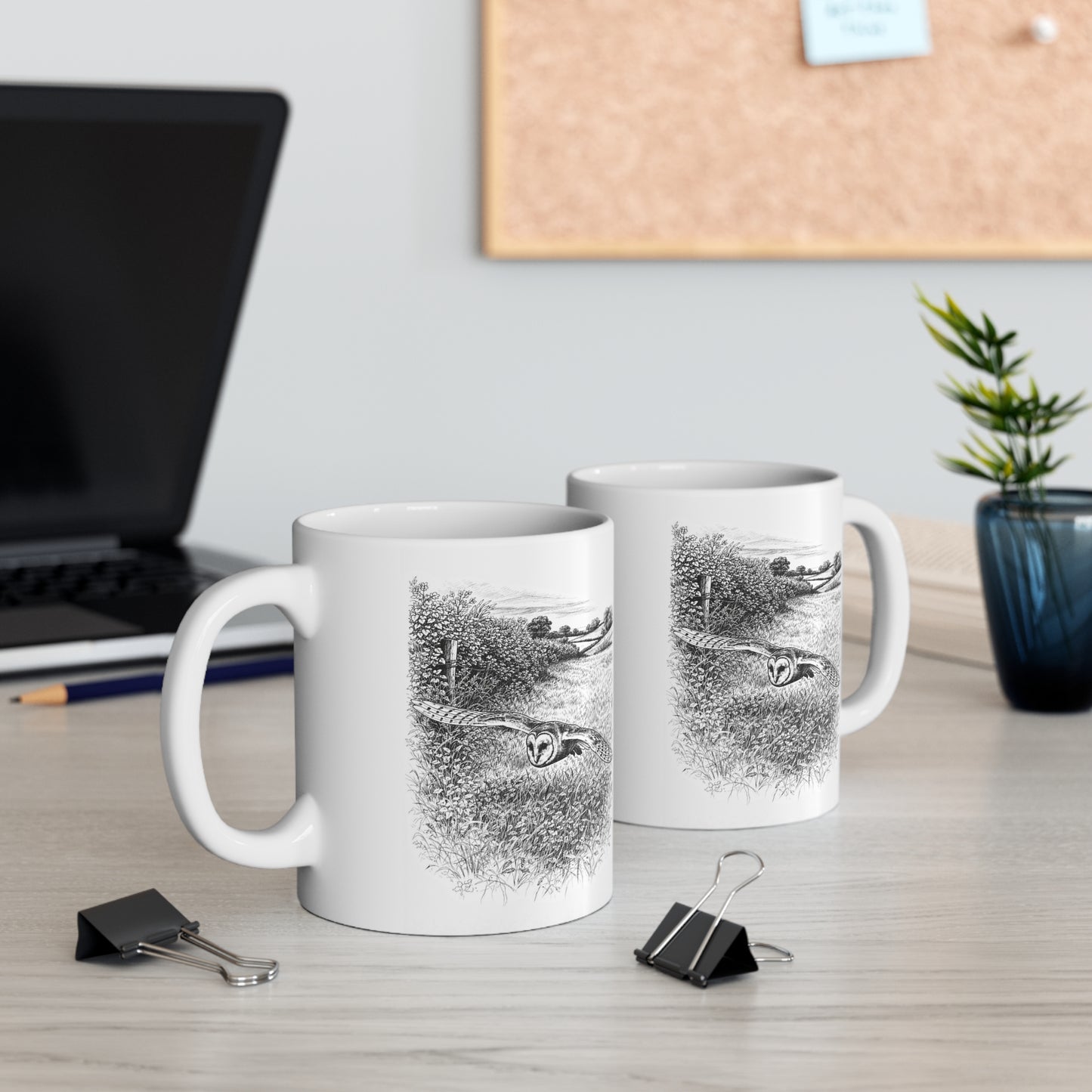 Barn Owl Wildlife Mug – Bird Illustration by L.A. Brown