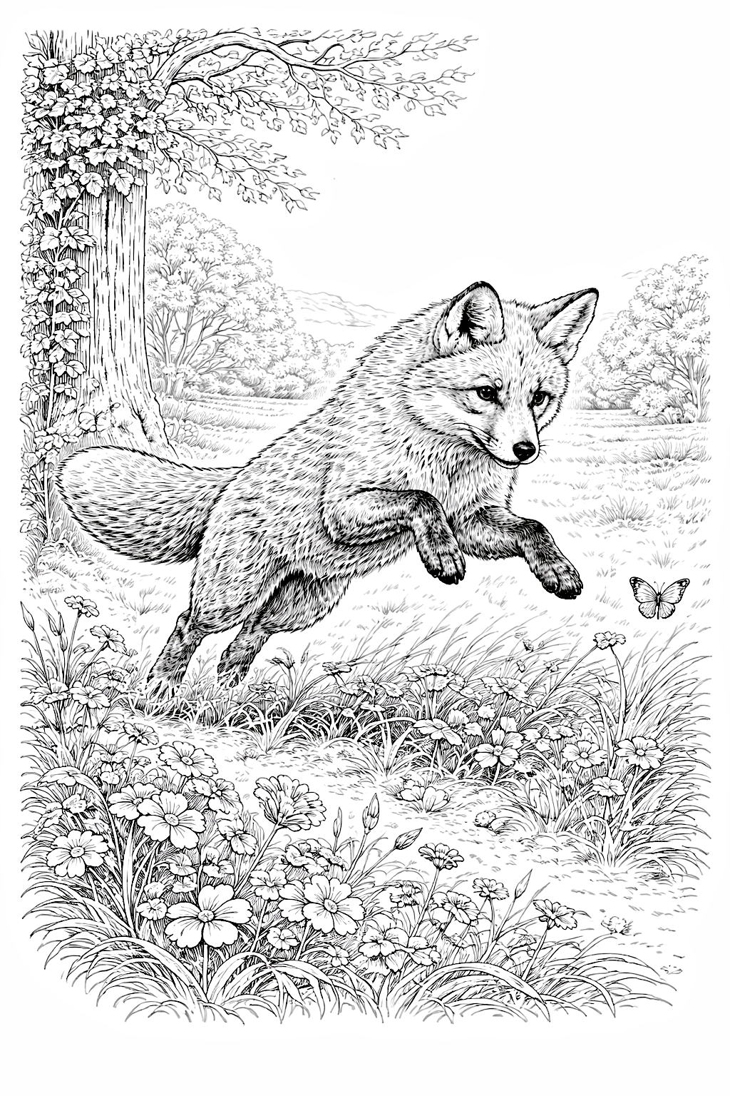 Animals in Nature Adult Colouring Book
