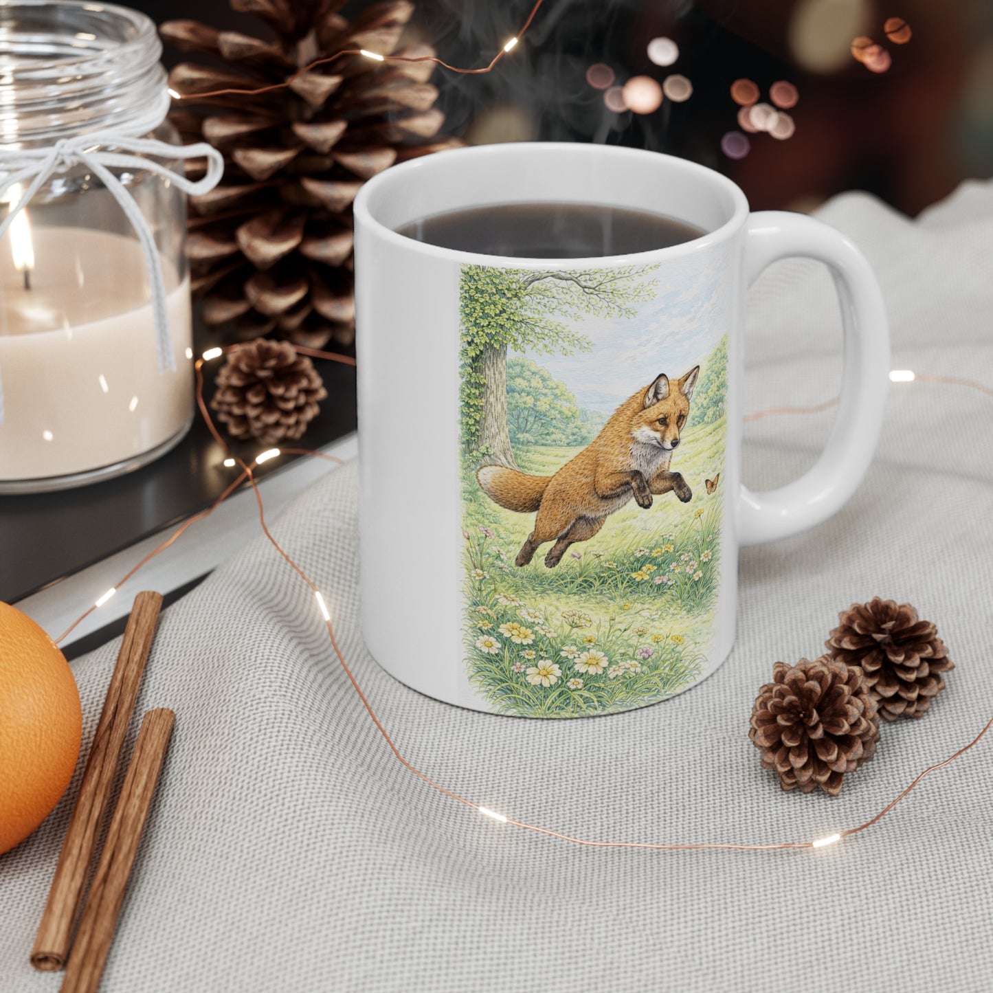 Red Fox Wildlife Mug – Nature Illustration by L.A. Brown