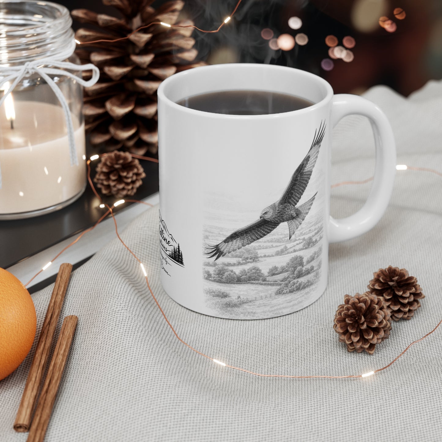 Red Kite Wildlife Mug – Bird Illustration by L.A. Brown