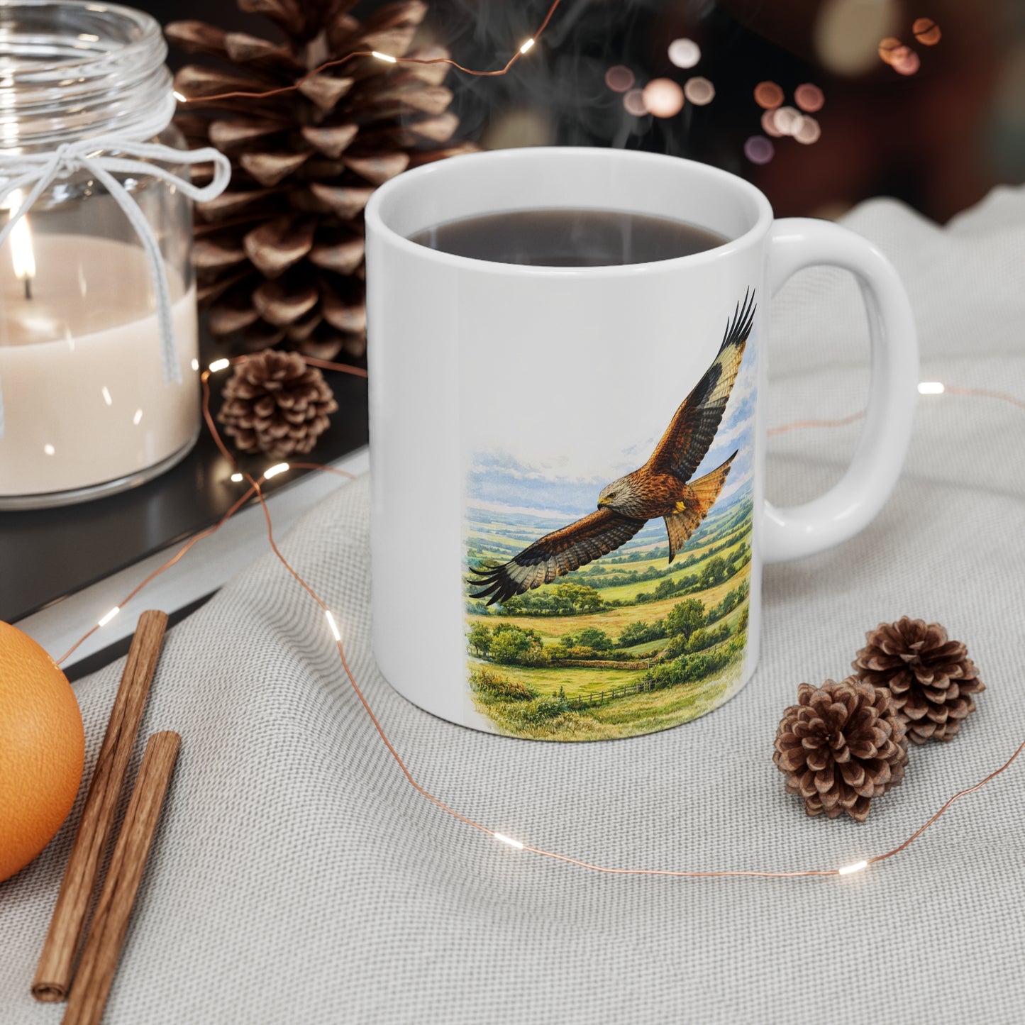 Red Kite Wildlife Mug – Bird Illustration by L.A. Brown