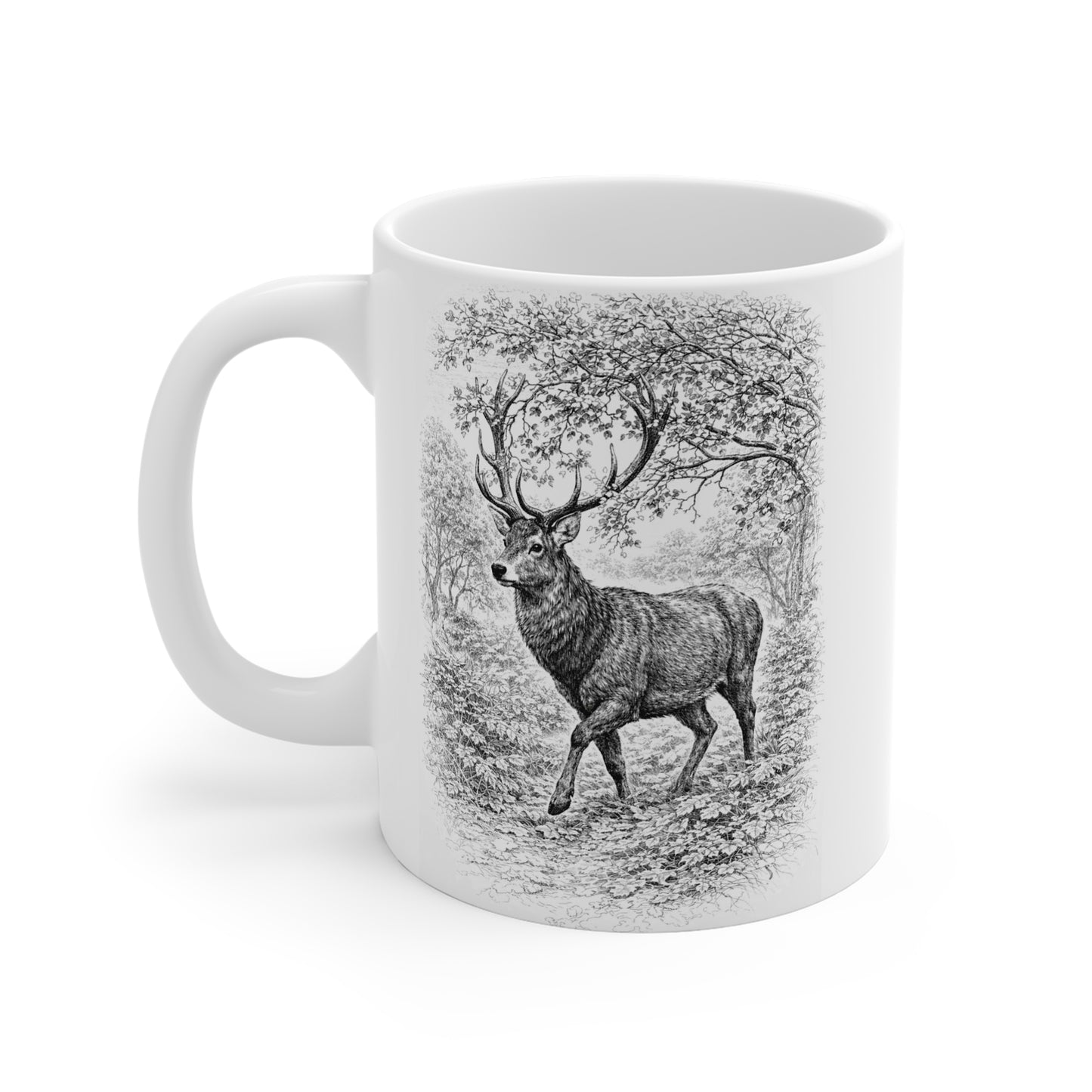 Deer Stag Wildlife Mug – Nature Illustration by L.A. Brown