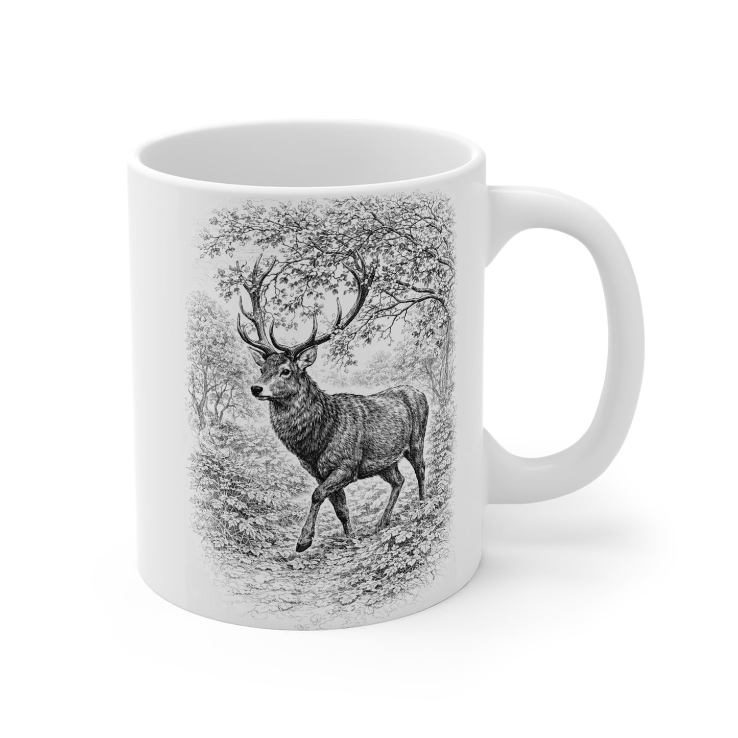 Deer Stag Wildlife Mug – Nature Illustration by L.A. Brown