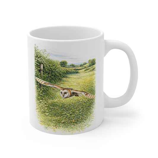 Barn Owl Wildlife Mug – Bird Illustration by L.A. Brown