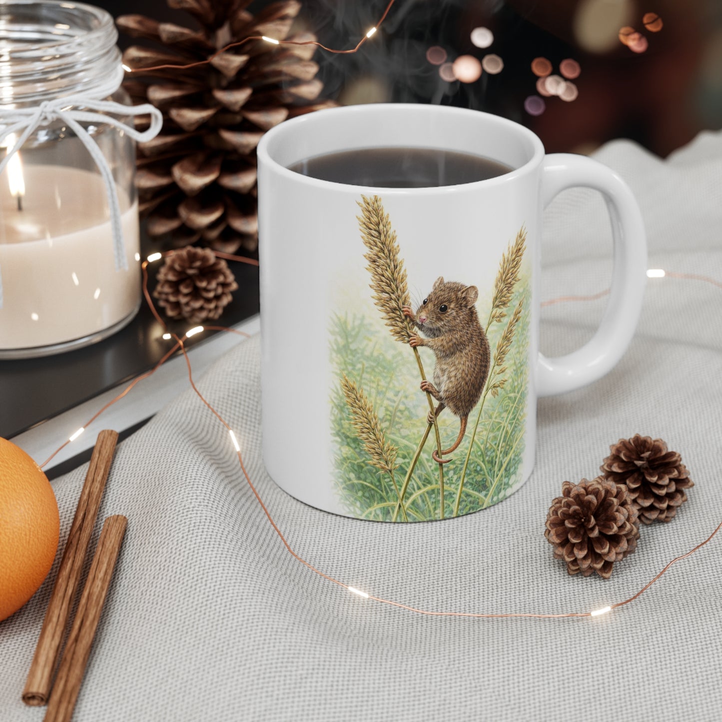 Field Mouse Wildlife Mug – Nature Illustration by L.A. Brown