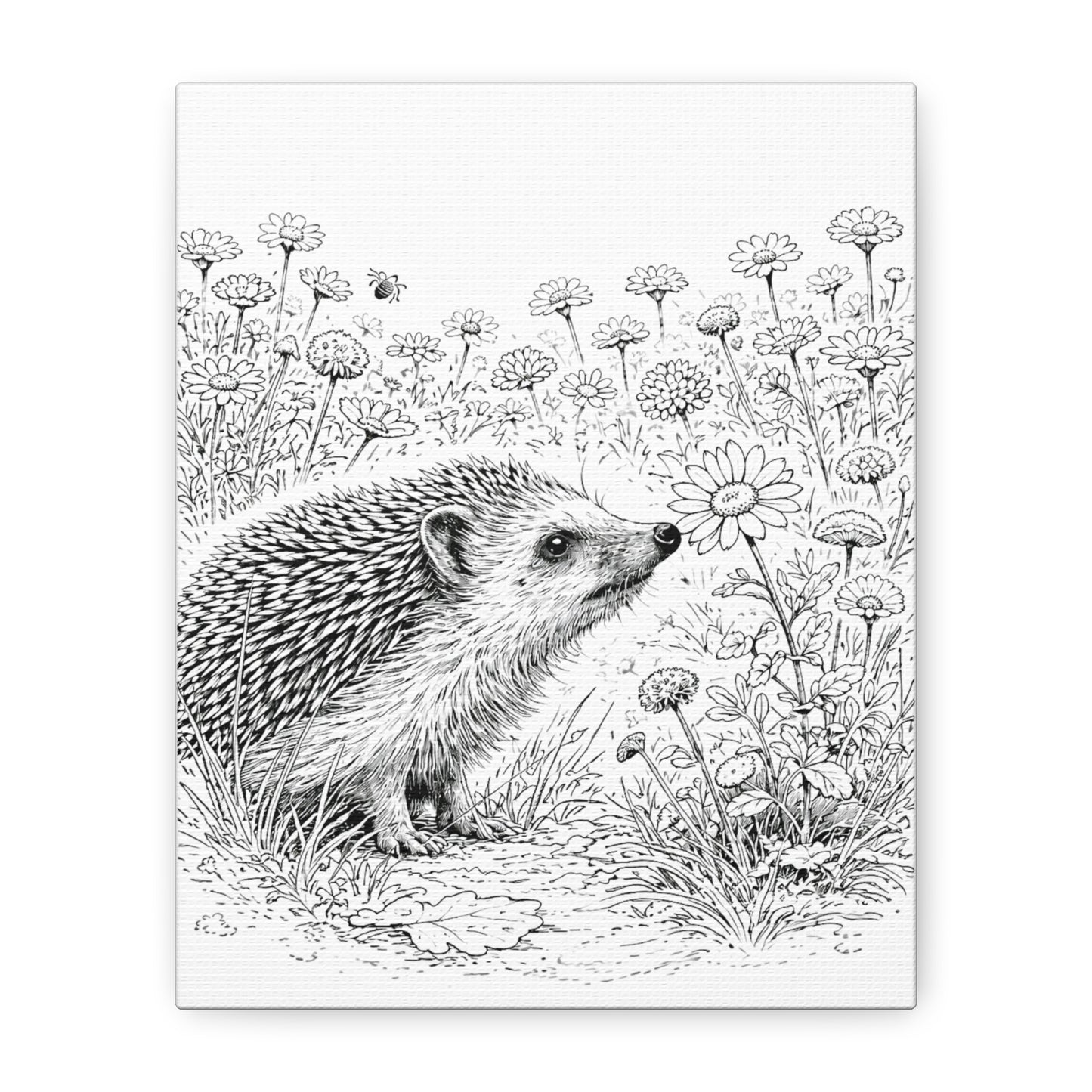 Hedgehog Canvas Wall Art – Wildlife Illustration by L.A. Brown