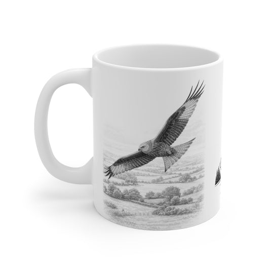 Red Kite Wildlife Mug – Bird Illustration by L.A. Brown