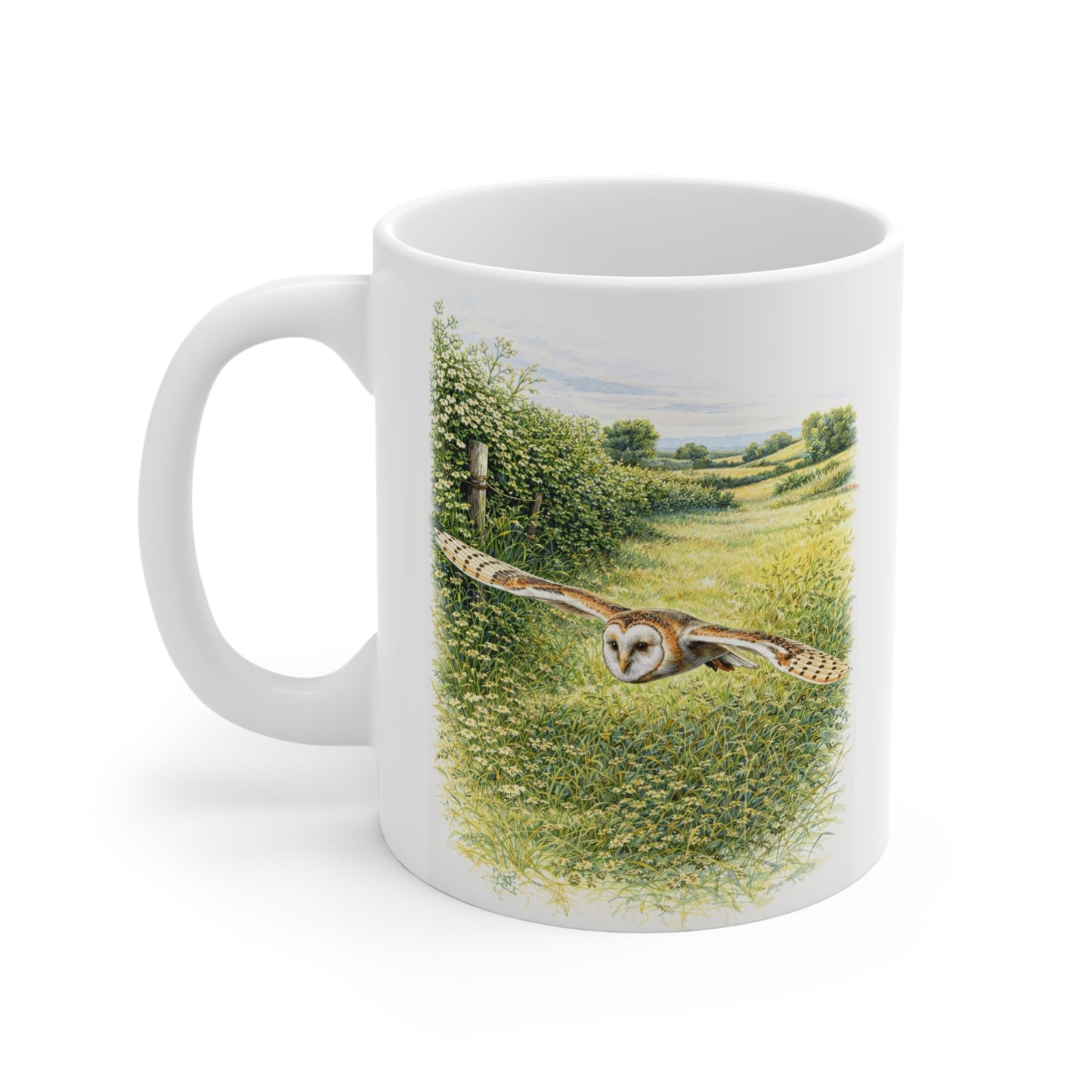 Barn Owl Wildlife Mug – Bird Illustration by L.A. Brown