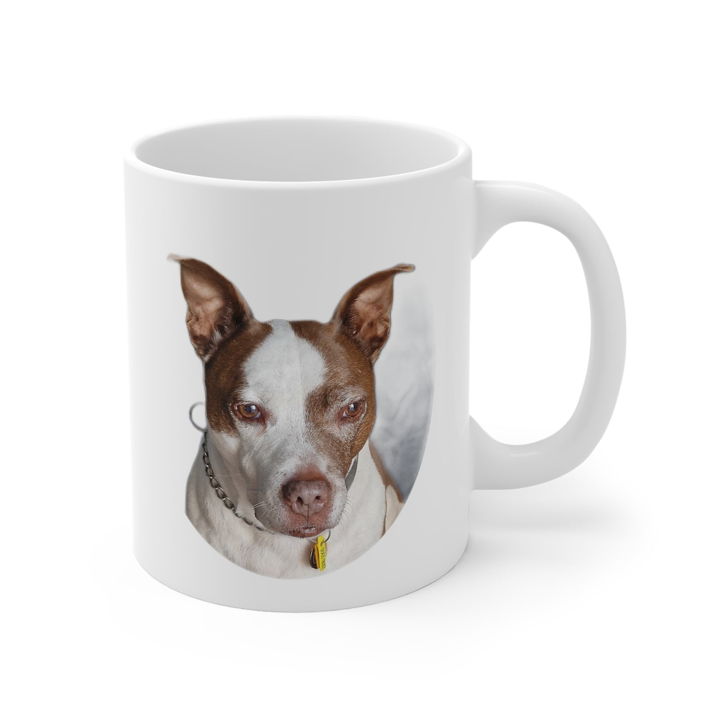 Illustration of a loyal dog printed on a white ceramic mug – wildlife coffee mug outdoor gift