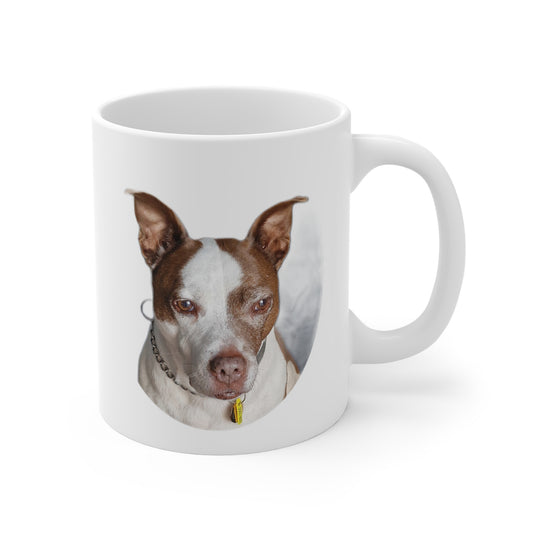 Illustration of a loyal dog printed on a white ceramic mug – wildlife coffee mug outdoor gift