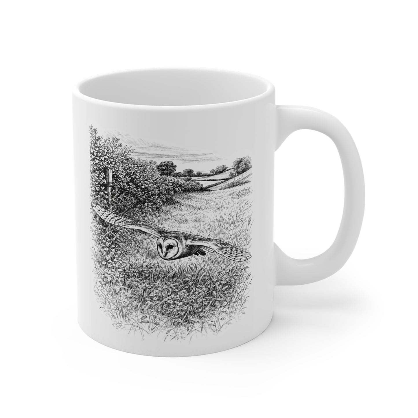 Barn Owl Wildlife Mug – Bird Illustration by L.A. Brown