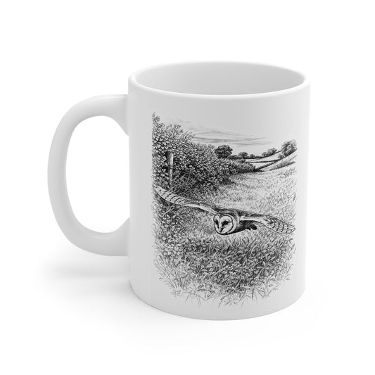 Barn Owl Wildlife Mug – Bird Illustration by L.A. Brown