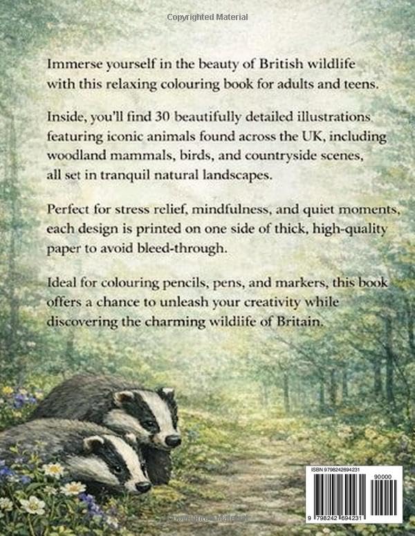 British Wildlife Colouring Book – Nature Illustrations by L.A. Brown