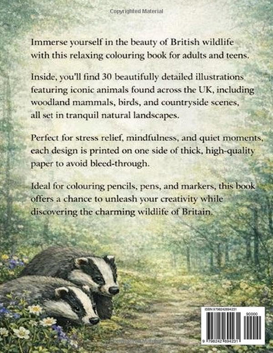 British Wildlife Colouring Book – Nature Illustrations by L.A. Brown