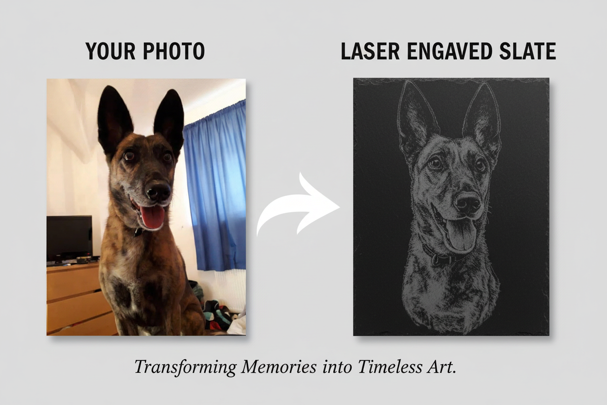 Photo to Slate Engraving Comparison