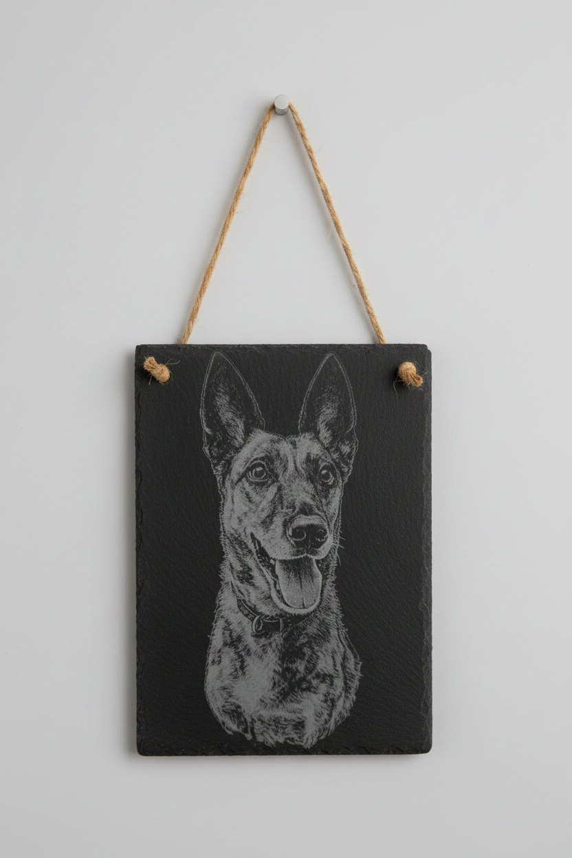 Slate Engraving with Hanging String